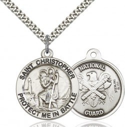Protect Me In Battle Round St. Christopher National Guard Necklace [BM1011]