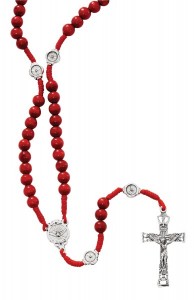 Red Wood Corded Holy Spirit Rosary [MV1069]