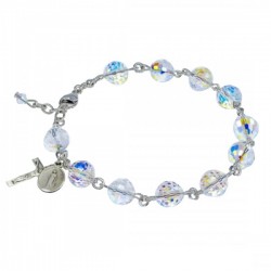 Rosary Bracelet - Sterling Silver with 8mm Fireball Crystal Swarovski Beads [RB3462]