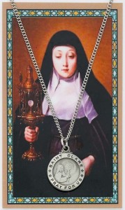 Round St. Clare Medal with Laminated Prayer Card [PC0040]
