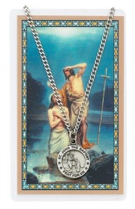 Round St. John The Baptist Medal with Prayer Card [PC0047]