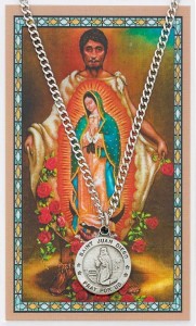 Round St. Juan Diego Pewter Medal with Prayer Card [PC0048]