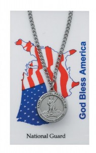 Round St. Michael National Guard Medal with Prayer Card [PC0071]