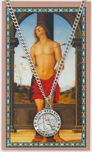 Round St. Sebastian Medal with Prayer Card [PC0098]