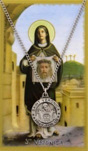 Round St. Veronica Pewter Medal with Prayer Card [PCMV013]