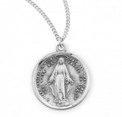 Round Sterling Silver Miraculous Medal with Chain [HM0722]