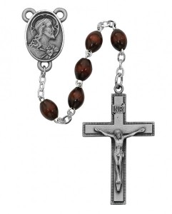 Sacred Heart Brown Wood Rosary [MVRB1117]