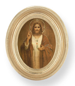 Sacred Heart of Jesus Small 4.5 Inch Oval Framed Print [HFA4701]