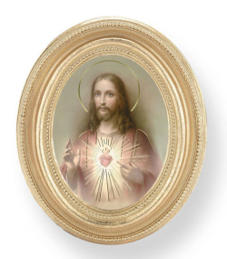 Sacred Heart of Jesus Small 4.5 Inch Oval Framed Print [HFA4703]