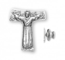Saint Francis Tau Cross Lapel Pin Sterling Silver [HMLP004]