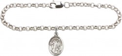 Silver Plated Rolo Bracelet with Guardian Angel Medal [BC0102]