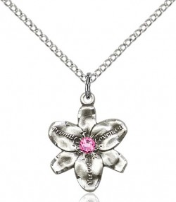 Small Five Petal Chastity Pendant with Birthstone Center [BLST0088]