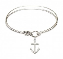 Smooth Bangle Bracelet with a Anchor Charm [BRS4158A]