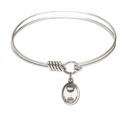 Smooth Bangle Bracelet with an Oval Chalice Charm [BRS0976]