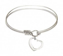 Smooth Bangle Bracelet with a Contemporary Open Heart Charm [BRS4208]