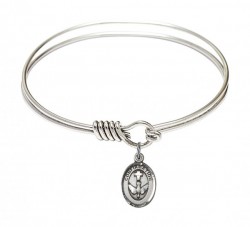 Smooth Bangle Bracelet with a Cross Dove Confirmation Charm [BRS0973]