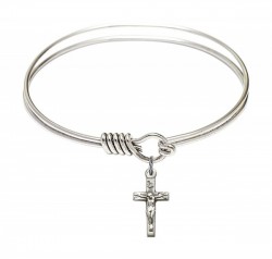 Smooth Bangle Bracelet with a Crucifix Charm [BRS5417]