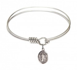 Smooth Bangle Bracelet with a Divine Mercy Charm [BRS9366]