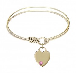 Smooth Bangle Bracelet with a Heart Charm [BRST037]