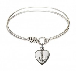 Smooth Bangle Bracelet with a Heart Confirmation Charm [BRS0891]