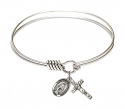 Smooth Bangle Bracelet with a Miraculous and Crucifix Charm [BRS0702MSETS]