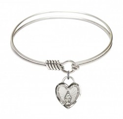 Smooth Bangle Bracelet with a Miraculous Heart Charm [BRS3401]