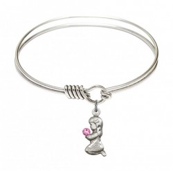 Smooth Bangle Bracelet with a Praying Girl Charm [BRST043]