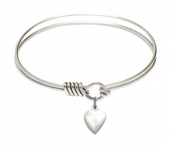 Smooth Bangle Bracelet with a Puff Heart Charm [BRS4158H]