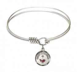 Smooth Bangle Bracelet with a Red Dove Charm [BRS0601X]