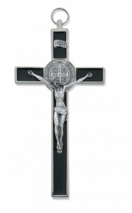 St. Benedict Wall Crucifix with Black Epoxy 8 inch [CRX3864]