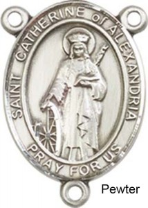St. Catherine of Alexandria Rosary Centerpiece Sterling Silver or Pewter [BLCR0441]