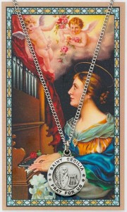 St. Cecilia Medal with Prayer Card [PC0110]