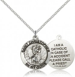Women's Double-Sided I'm A Catholic St. Christopher Necklace [BM0669]