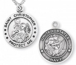St. Christopher Navy Medal Sterling Silver [REM1002]