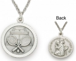 St. Christopher Tennis Sports Medal with Chain [SM0048]
