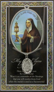 St. Clare Medal in Pewter with Bi-Fold Prayer Card [HPM017]