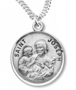 Round St. Joseph Sterling Silver Pendant [REE0098]