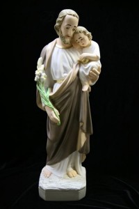 Saint Joseph with Child Statue Hand Painted Marble Composite - 24 inch [VIC3002]