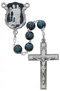 St. Michael Blue Enamel Police Rosary [MVRB640]