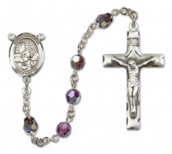 St. Rosalia Sterling Silver Heirloom Rosary Squared Crucifix [RBEN0347]