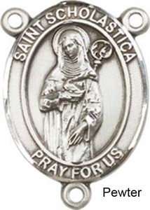 St. Scholastica Rosary Centerpiece Sterling Silver or Pewter [BLCR0265]