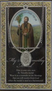 St. Timothy Medal in Pewter with Bi-Fold Prayer Card [HPM054]