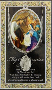 St. Veronica Medal in Pewter with Bi-Fold Prayer Card [HPM055]