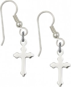 Sterling Silver Cross French Wire Earrings [BC0133]