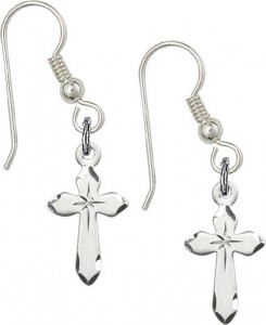 Sterling Silver Cross French Wire Earrings [BC0137]