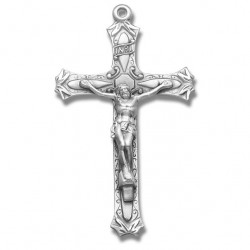 Elegant Scroll Sterling Silver Rosary Crucifix [RECRX021]