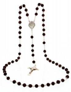 Men's Sterling Silver Scapular Rosary with Coco Beads [HMBR042]