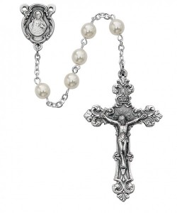 Sterling Silver Women's Sacred Heart Cream Beads [MVRB1005]