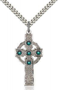 Tall Celtic Cross Pendant with Birthstone Options [BLST0252]
