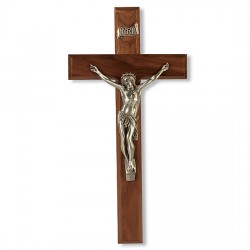 Curved Corpus Walnut Crucifix - 12 inch [CRX4241]